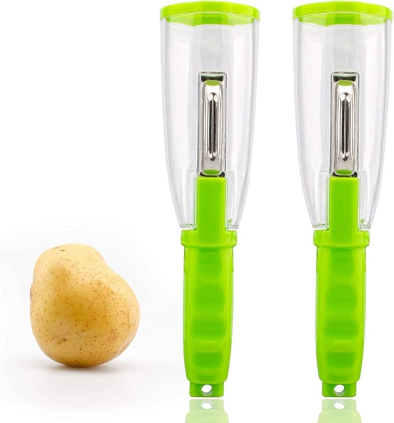 SmartCamÂ® Multifunctional Storage Type Peeling Knife Peeling Knife with Storage Tube Peeler Peeling Apple Supplies Household Peeling Knife (Pack of 2)
